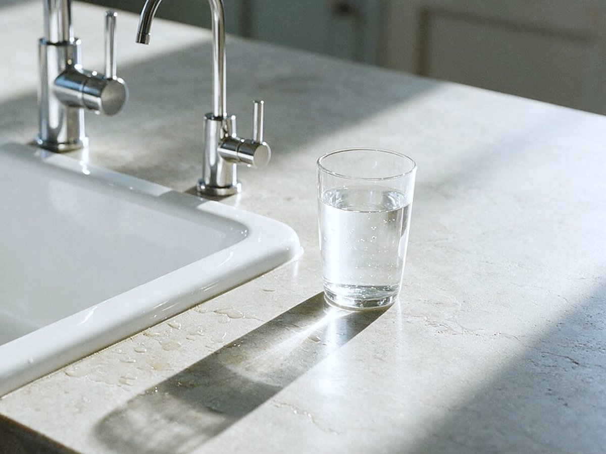 A dedicated drinking-water faucet beside a kitchen sink