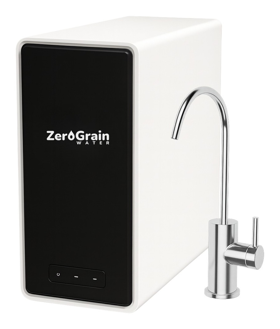 The HW800 AlkaPro tankless reverse-osmosis unit with its dedicated faucet